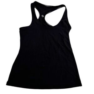 lululemon athletica Black Tank Top racer back reflective logo strapless est Sz M
